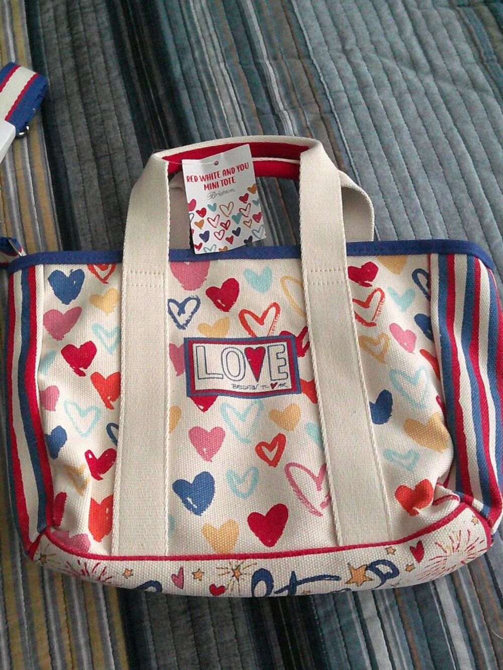 Brighton Red White and You Mini Canvas Tote ~Love Hearts~ New With Tags